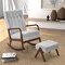 Costway Rocking Chair with Ottoman Upholstered Fabric Glider Rocker Solid Wood Beige/Grey
